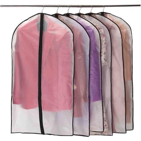 Vtizikl Housses de Vêtements, Anti Poussière Etanche Mite Humidité,Housses de Protection Zip Semi Transparentes pour Chemise Costumes/Manteaux, 10pcs 60 100cm (Noir) (1/4)