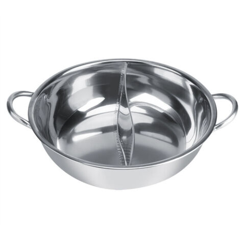 Vtizikl Fondue Chinoise, Hot Pot à Deux Saveurs en Acier Inoxydable Cuisinière à Induction, Four à Gaz, Four Électrique Plaque Vitrocéramique, etc(31cm) (1/4)