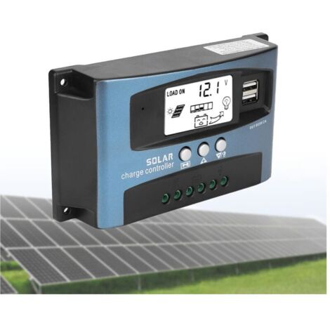 Vtizikl Contrôleur de Charge Solaire 100 A, Contrôleur de Chargeur Solaire de Charge Adaptatif MPPT 12 V/24 V avec écran LCD, Contrôleur de Panneau Solaire Double USB à Charge en 3 étapes(100A) A (1/4)