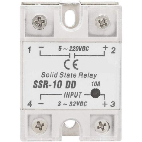 Vtizikl Relais Semi-conducteurs SSR-10DD, Relais de Tension de Commande CC SSR 3-32VDC 5-220VDC / 10A (1/4)