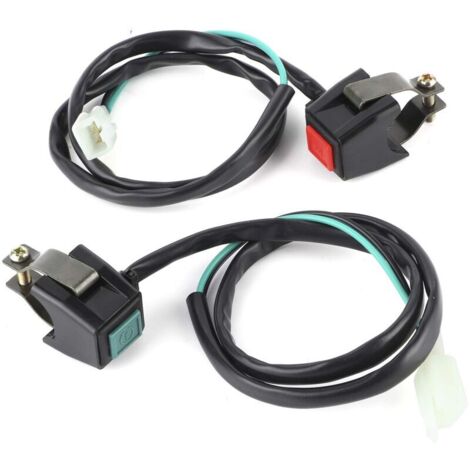 Vtizikl Interrupteur de démarrage, démarreur de moto interrupteur de mise à mort guidon allumage double bouton 22mm voiture Glam accessoire intérieur adapté pour Yamaha ATV Dit vélo (1/4)