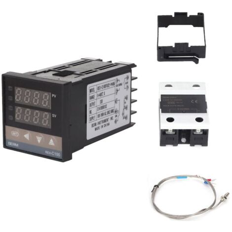 Vtizikl REX-C100 PID Contrôleur de Température, Thermostat Numérique Kit AC110V-240V, 0℃400℃, Régulateur de Température Numérique LED Digital avec Alarme (1/4)