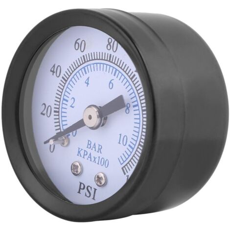 Vtizikl Manomètre à Vide, 0160psi / 010bar Manomètre de Haute précision Double échelle pour Carburant air Huile Eau Liquide, 50 mm Filetage NPT 1/8" Mini Manomètre pour Air Eau