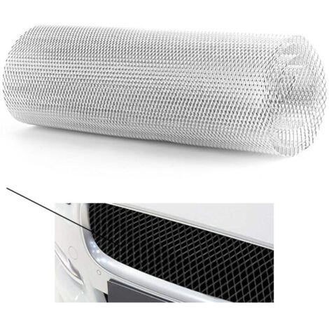 Vtizikl Grille de calandre de voiture en alliage d'aluminium 3x6mm grille de corps pare-chocs rhombique gril universel (1/4)