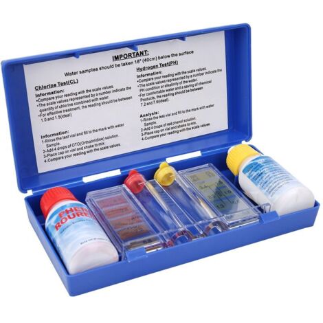 Vtizikl Kit d'analyse de la qualité de l'eau de Chlore pH Kit de testeur d'eau de Piscine A (1/4)