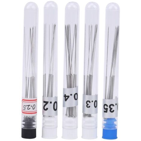 Vtizikl 50Pcs Aiguilles de Nettoyage de Buse d'Imprimante 3D, Argent Acier Inoxydable 0,2/0,25/0,3/0,35/0,4 mm pour Toutes Les Buses de 0,4 mm pour Reprap/Ultimaker/Makerbot/Flashforge