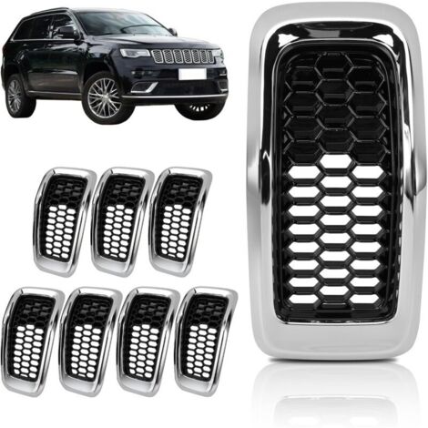Vtizikl Inserts en Maille de Gril, Inserts de Grille Avant en ABS Accessoire de Garniture de de Gril pour Cherokee 2014-2018 (7 Pièces)68303626AA, 68303626AB, 68303626AC (1/4)