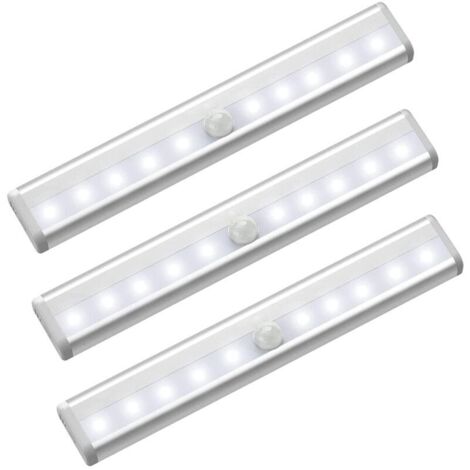 Vtizikl Lumière de Placard, 3Pcs Lampe de Placard, Lampes 10LED, Sans Fil, Aimanté, Détecteur de Mouvement, Baladeuse de Secours (1/4)