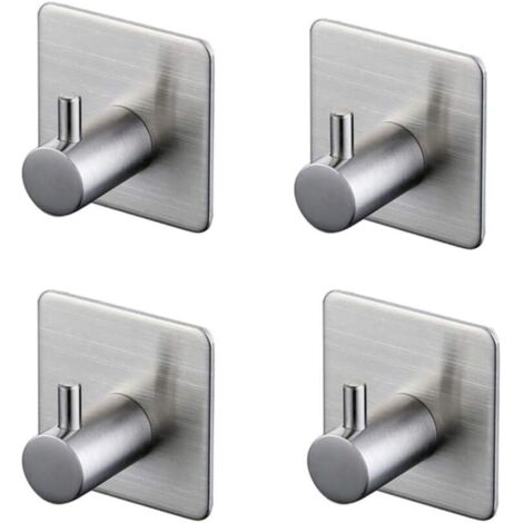 Vtizikl 4 pezzi ganci adesivi 3M ganci da parete per bagno in acciaio inox argento (1/4)