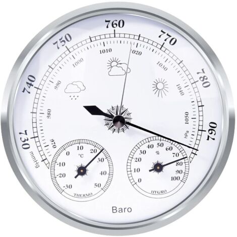 Stazione meteorologica analogica Vtizikl analog – Stazione meteorologica analogica per interni ed esterni – composta da barometro, termometro e igrometro (argento, 128 mm)