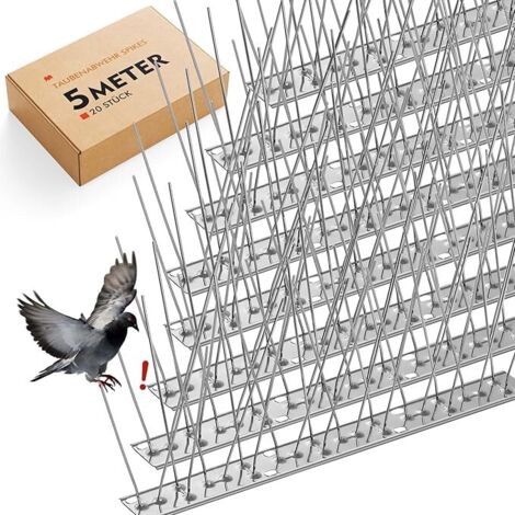 Vtizikl 5M Pic Anti Pigeon, Pique Anti Pigeon en Acier Inoxydable de Haute Qualité, Résistant à la Corrosion, Anti Pigeons pour Balcon, Jardins sur Toit ou Murs D'intimité (20 PCS)