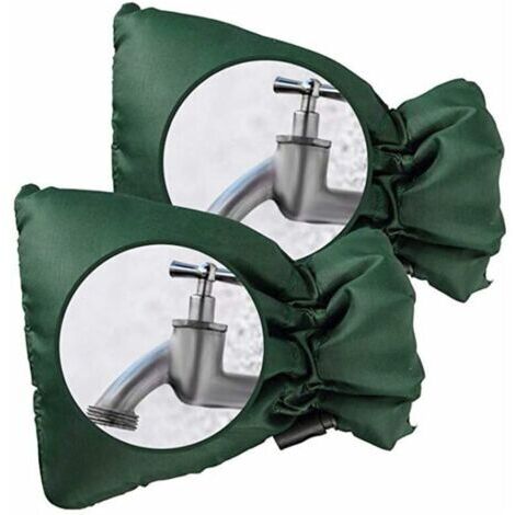 VtiziklLot de 2 housses de protection pour robinet extérieur - Protection épaisse pour robinet extérieur contre le gel - Imperméable - Vert (1/5)