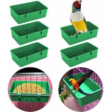 Vtizikl5 pièces cage à oiseaux tasse mangeoire support plateau oiseau baignoire bol bassin suspendu bain d'oiseau jouet eau douche boîte pour animal perroquet perruche calopsitte perruche cage accesso (1/5)