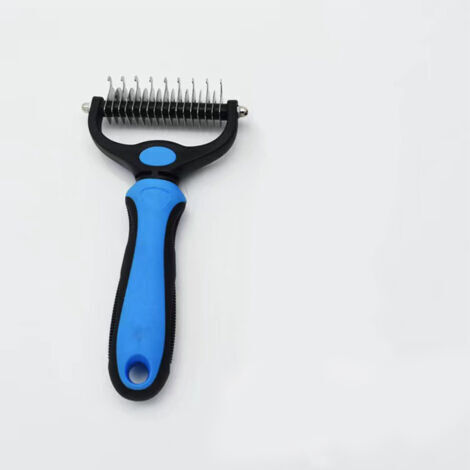 VtiziklBrosse Chien Brosse Chat, Peigne Déméloir Chien Professionnel et Brosse Chien Poil Long, Râteau de Toilettage pour Chien et Chat enlever le Sous-poil des Animaux de Compagnie(bleu)