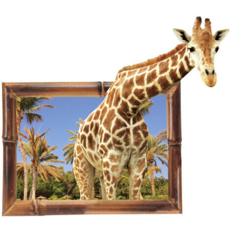Vtizikl Autocollants muraux girafe stéréo 3D, pour décoration d'arrière-plan de chambre à coucher, de maison et d'affaires (1/5)
