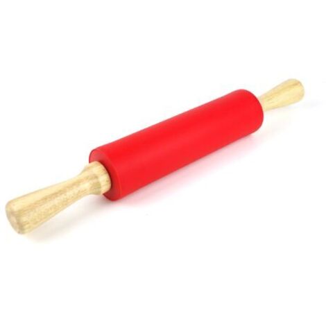 VtiziklRemeel avec surface en silicone antiadhésive et manche en bois, 12 pouces, rouge (1/5)