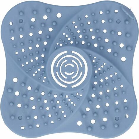 VtiziklSalle de Bain Silicone Couverture de Drain de Sol Plat Attrape-Cheveux Bouchon Anti-Blocage évier égout Filtre Cuisine système de Drainage Accessoire Bleu