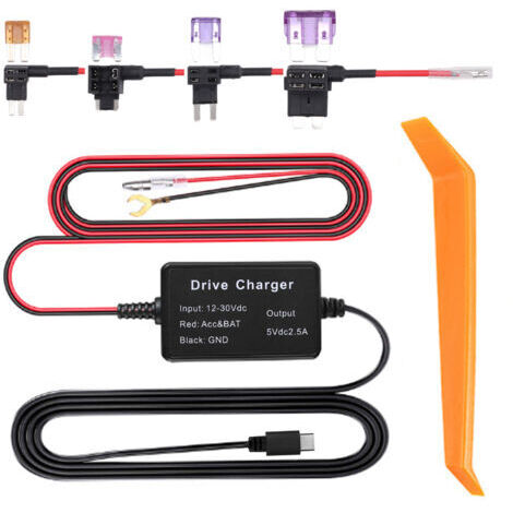 Vtizikl Kit de caméra de tableau de bord, haute sécurité, Surveillance 24h, pour caméra miroir, navigateur GPS, détecteur de Radar, TYPE C (1/5)