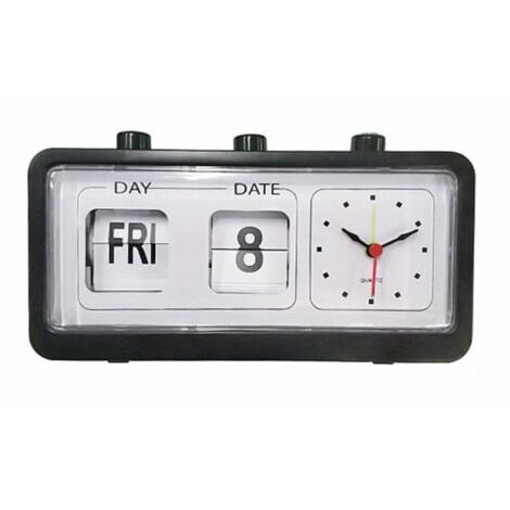 Vtizikl Table de bureau réveil calendrier de saut manuel réveil de bureau pour salle d'étude bureau noir (1/5)