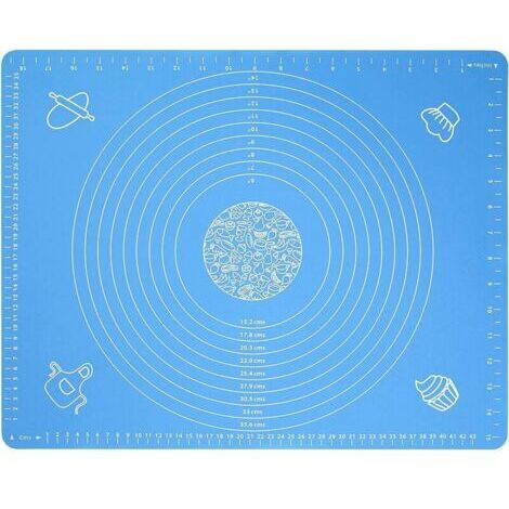 VtiziklAccessoires cuisine et cuisson Tapis de Cuisson Patisserie en Silicone Anti-adhésif Réutilisable Baking Mat Fondant Pate, 100% sans Bisphénol-A (BPA), avec Mesure, 50 x 40 cm (Bleu) (1/5)