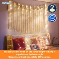 Cortina De Luces 300 LED 3x3m: Impermeable IP44 Con Mando Y USB/Batería Para Navidad, Bodas Y Fiesta (Blanco Cálido)