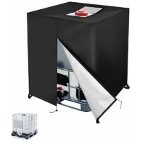 Vtizikl Bache pour Cuve 1000L IBC, 210D Réservoir d'eau Couvercle, Anti-UV Anti-poussière Couverture Container Réservoir IBC,Bâche de Protection Cuve IBC avec Fermeture éclair(120 x 100 x 116 cm)