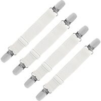 Vtizikl Tendeur Drap Housse Élastique, Fixation Attache Sangle de Maintien Ajustable pour Drap Lit, Canapé, Housse de Repassage (Blanc, Lot de 4)