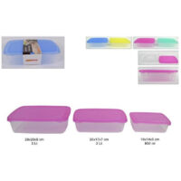 Vtizikl Set 3 Contenitori In Plastica Con Coperchio Ermetco Clic Clac Alimenti Colorato -