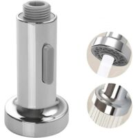 YMYNY - Grifo mezclador para fregadero de cocina con cabezal de ducha y 2 funciones, con presión hacia abajo, accesorio universal para grifo de cocina (plateado)