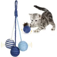 Balle Jouet Chat Interieur Balle de Sisal pour Chat avec Corde Sisal, Balle Griffoir Chat Qui Sonne - Bleu