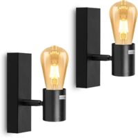 Vtizikl Applique Murale Interieur Design Vintage, Lampe Murale Noir, Douilles E27, Livrée Sans Ampoules, Applique Murale Industrielle pour Bar, Restaurant, Café, La Vitrine, Couloir,IP20,Max 25W, 2Pcs