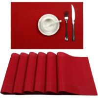 Vtizikl Sets de Table Lavables Antidérapant Résistant à l'usure à la Chaleur,Facile à Nettoyer, Rouge 10pcs