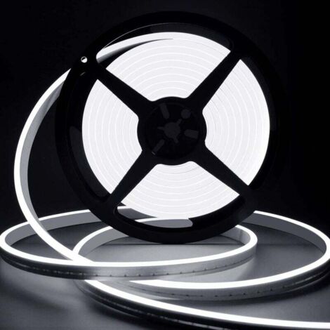 Ruban Led 10M, 12V 6000K Néon Blanc Bande LED Lumineuse, IP65 Etanche Silicone Découpable Flexible Néon Lumière pour Chambre, Cuisine, Décoration (1/5)