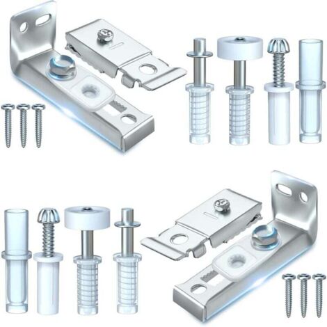 Kit di riparazione per porte a soffietto - Kit di ferramenta sostitutiva per porte a soffietto scorrevoli per armadio, confezione da 2, con staffe superiori e inferiori, perno e ruota da 9,5 mm. (1/5)