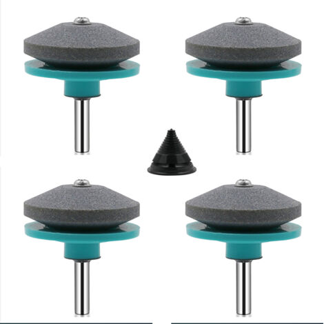 4 Pièces Affuteur Lame Tondeuse Gazon Universel Aiguiseur de Tondeuse Accessoires pour Tondeuses avec 1Pcs Kit D'équilibrage de Lame, (vert et bleu) (1/5)