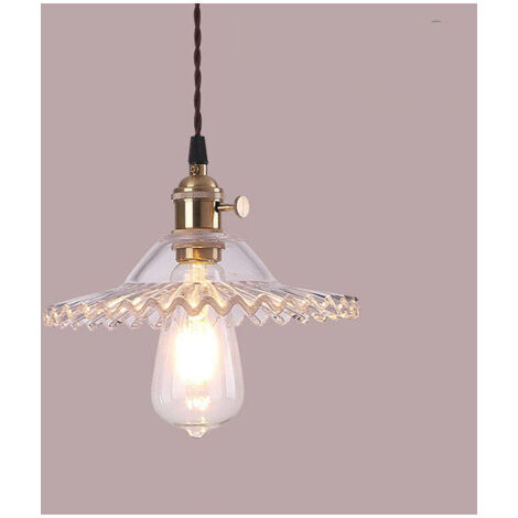 E27 Lampada a sospensione in vetro vintage industriale Lampada a sospensione retrò Lampada a sospensione in vetro retrò Illuminazione a soffitto industriale Lampada a sospensione (vetro trasparente) (1/5)