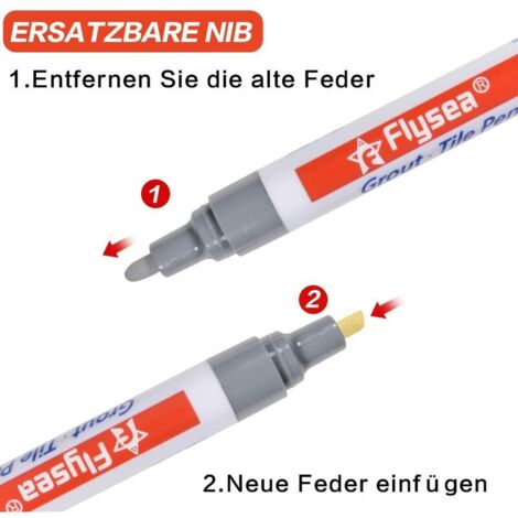 Stylo Réparateur De Joints De Carrelage - Séchage Rapide 5 Min - Résistant à L'eau - Plusieurs Couleurs (noir, Gris, Blanc...) - 4