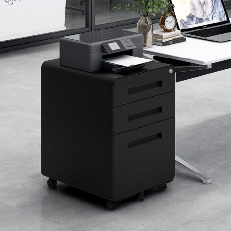 Schedario mobile a 3 cassetti sotto la scrivania, armadietto portaoggetti versatile in stile semplice per documenti legali/lettera/A4, design a 5 ruote anti-ribaltamento in acciaio laminato a freddo (1/5)
