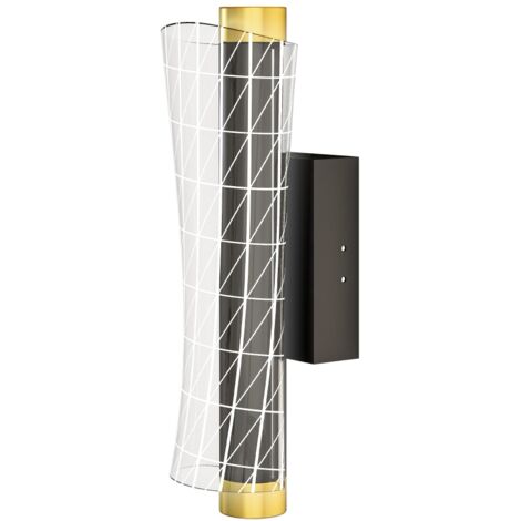 Set di 2 lampade da parete, lampada da interni a LED, design a griglia, dimmerabile, lampada da comodino e da corridoio per soggiorno e camera da letto, metallo, nero (1/5)