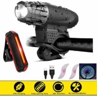 Éclairage de Vélo Avant et Arrière,Lampe de Vélo à LED Étanche Rechargeable avec Câble USB, 4 Modes Réglables +2 Éclairages de Roue Gratuits