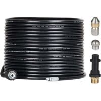 Kit tubo flessibile da 15 m per idropulitrici Kärcher con ugello e ugello girevole, kit professionale da 180 bar con adattatore per accessori Kärcher K2/K3/K4/K5/K6/K7, AA