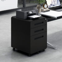 Schedario mobile a 3 cassetti sotto la scrivania, armadietto portaoggetti versatile in stile semplice per documenti legali/lettera/A4, design a 5 ruote anti-ribaltamento in acciaio laminato a freddo