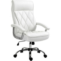 Sedia da ufficio, similpelle, sedia da scrivania ergonomica, sedia girevole con funzione di dondolo, altezza regolabile, bianca