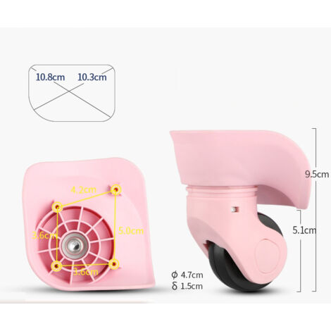 Coppia di ruote di ricambio universali resistenti per valigie in gomma multidirezionale silenziosa per ruote di ricambio e riparazione di valigie (2 pezzi) grandi rosa