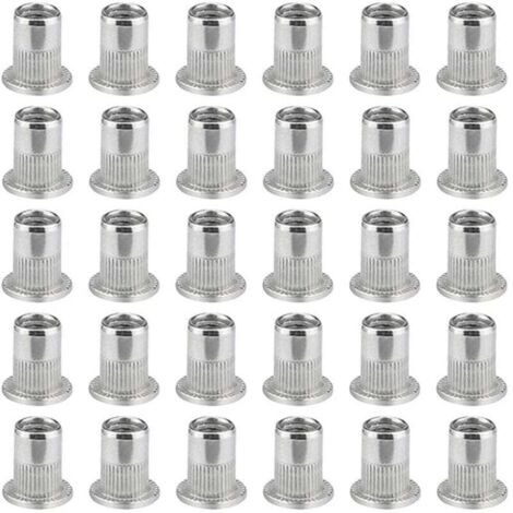 100 rivetti a testa piatta M6, rivetti a testa piatta in acciaio inossidabile, inserto filettato a testa piatta, M6 Dado rivetto, dado rivetto M6 (1/5)