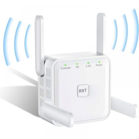Potente repetidor WiFi de 1200 Mbps, doble banda de 5 GHz y 2,4 GHz, compatible con puntos de acceso, routers y puentes, puerto Ethernet. Con todos los routers