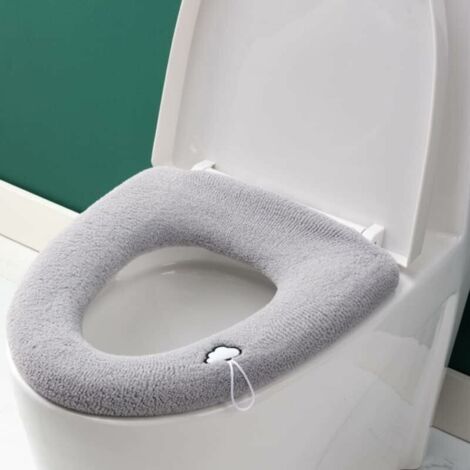 Copriwater spesso da 3 pezzi con maniglia per coperchio WC - Morbido cuscino, spesso, elastico, lavabile - Adatto a tutti i sedili WC ovali (1/5)