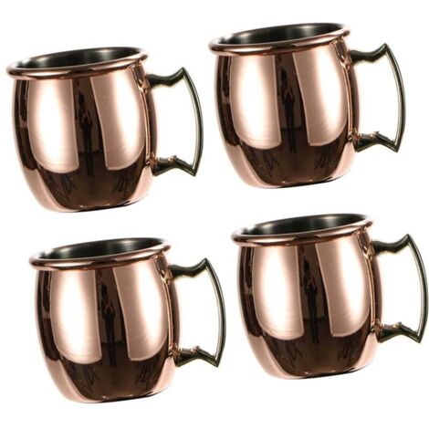 4 tazze in rame Moscow Mule, (confezione da 4) tazze in rame massiccio, fatte a mano - 60 ml (1/4)