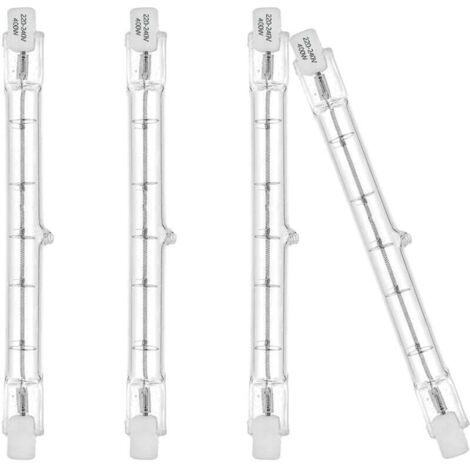 Lampadina R7S 118 mm 400 W 230 V 3100 lm Bianco caldo 2700 K tipo J per lavoro, sicurezza, illuminazione paesaggistica, lampade da terra (confezione da 4) [Classe energetica C] (1/5)