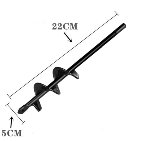 Trapano, Trapano da terra per installazione di recinzioni, Trapano manuale, Trapano a barra di torsione piccolo, Accessori da giardino, Allentamento della piantagione di fiori (Nero - Diametro 5 cm x (1/5)